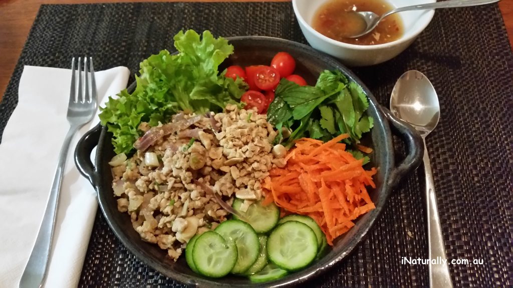 Chicken Larb Salad Bowl with Lime and Ginger Dressing iNaturally